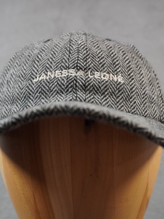 Janessa Leone Eden Hat Cap Womens One Size Gray Herringbone Wool Strap Back main image 7